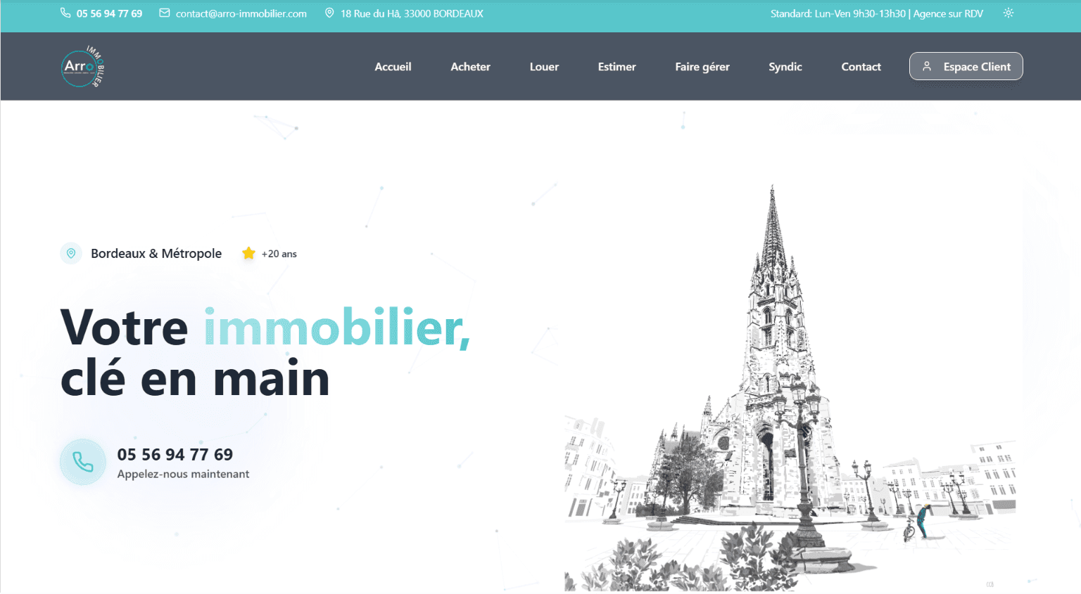 Projet Site vitrine immobilier pour Arro Immobilier